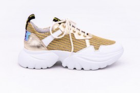 WOMEN'S LEATHER AND FABRIC SNEAKER